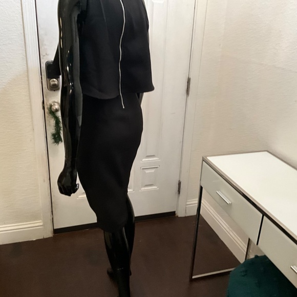 NWOT SEXY SLEEVELESS PENCIL STYLE DRESS W/ BELERO FLOW ATTACHED TOP L ♥️♥️♥️ - Picture 13 of 16